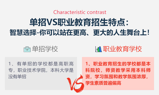 單招VS職業(yè)教育招生特點(diǎn):智慧選擇-你可以站在更高、更大的人生舞臺(tái)上!